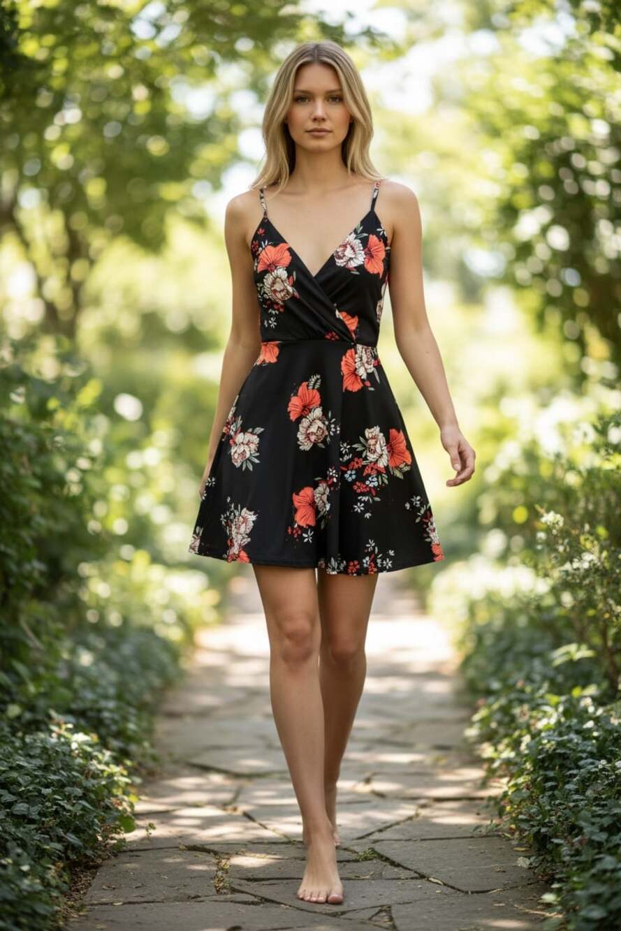 Enchanted Garden Surplice Floral Skater Dress